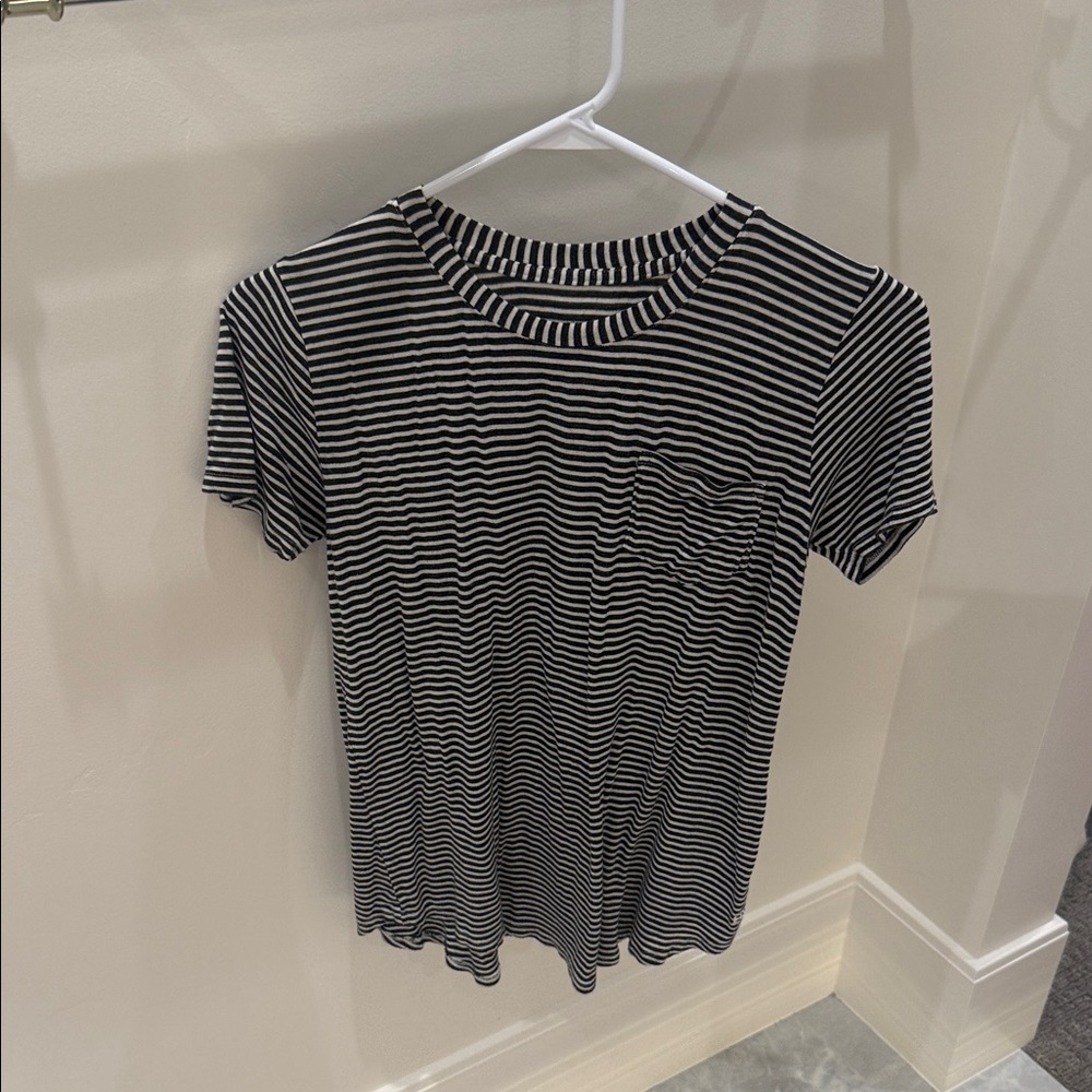 Albion Black and White Striped Short Sleeve Tee